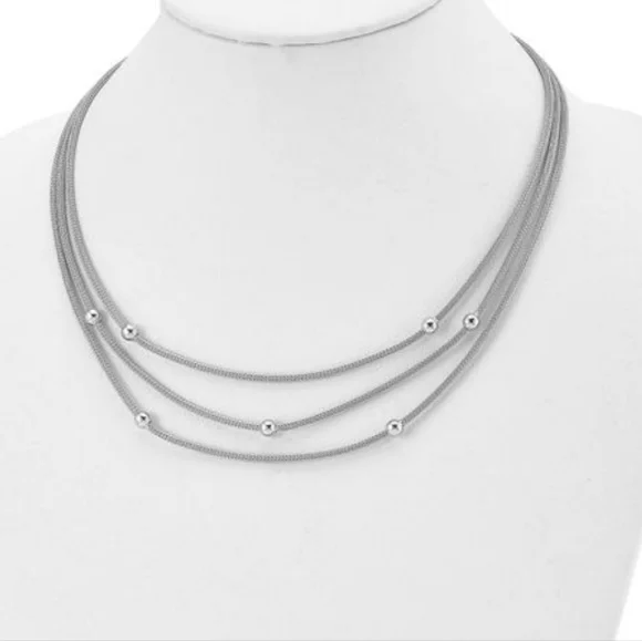 2 necklaces ,Leslie's Sterling Silver Polished Beaded Mesh Necklace